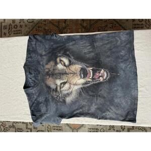 Vintage The Mountain Men's Wolf Graphic T-Shirt Size Large